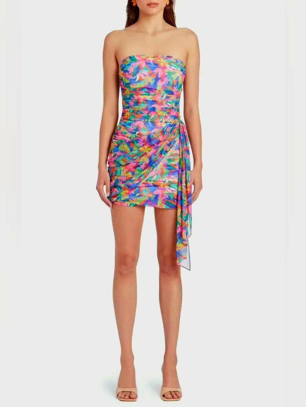 NWT Amanda Uprichard Floral Tropic Anja Strapless Ruched Mini Dress – Sz XS